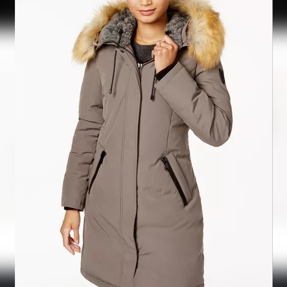 Vince CamutoFaux-Fur-Trim Hooded Down Parka Sz Small - Picture 1 of 7